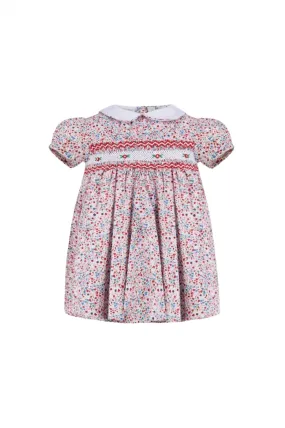 20009-Baby Girl Rose Floral Knit Short Sleeve Baby Girl Dress