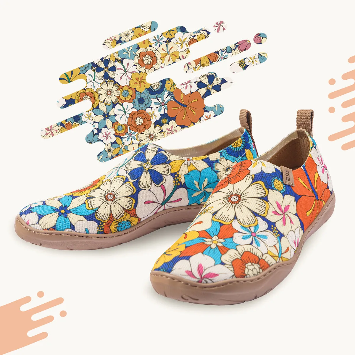 60's Floral Print by Samantha O'Malley Women's Slip-On Shoes Painted Canvas Sneaker
