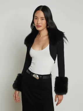 80069NXCb L'AGENCE Haru Faux Fur Shrug