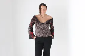 90s Italian Vintage Goth / Grunge Off Shoulder Top