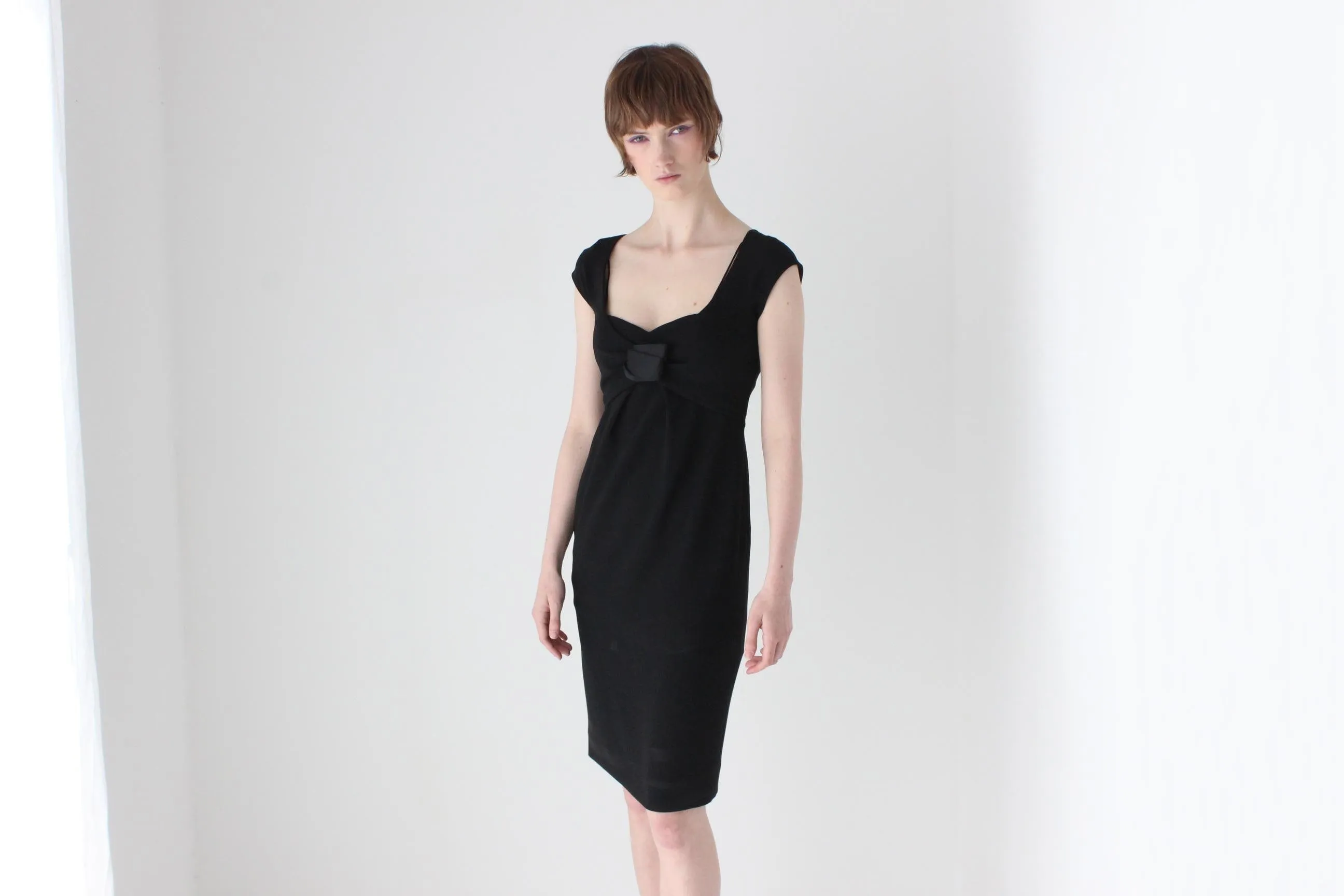 90s MOSCHINO Romantic Sculptural Hourglass Cocktail Dress w/ Rosette Bust