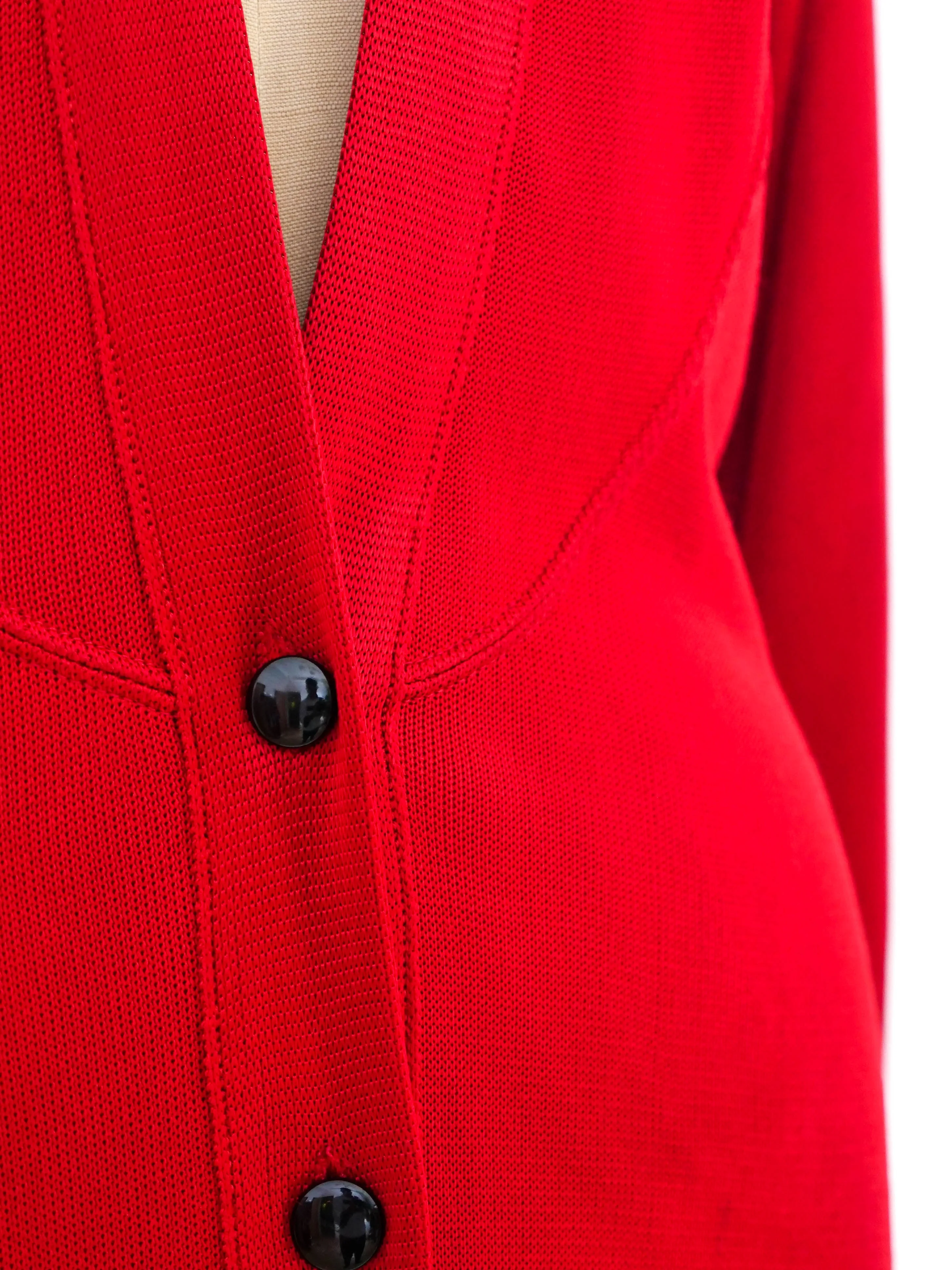 Alaia Crimson Knit Cardigan Dress