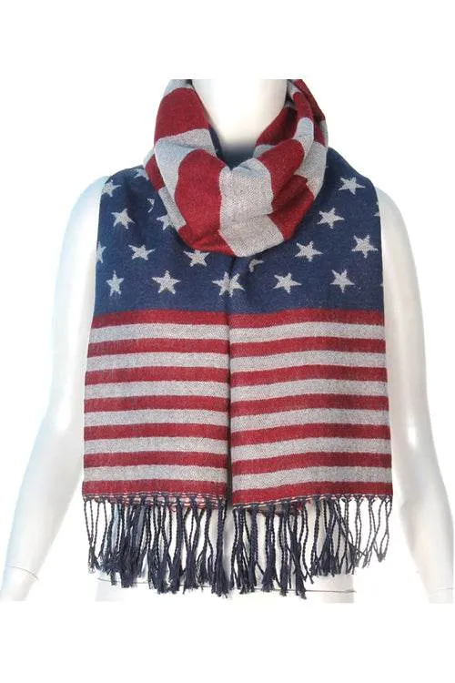 American Flag 4th of July Fringe Scarf