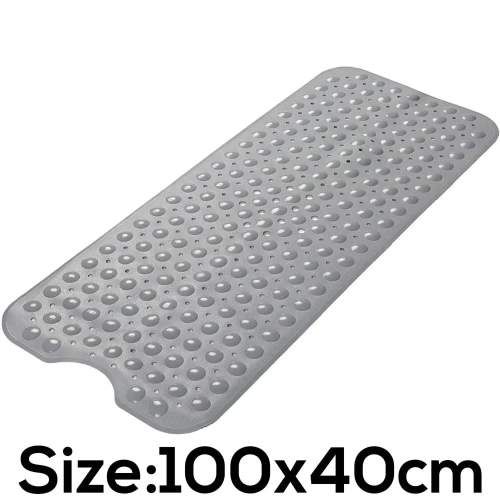 Anti Slip Bath Mat with suction cup Grey color (100 x 40 cm) Soft-Pebble