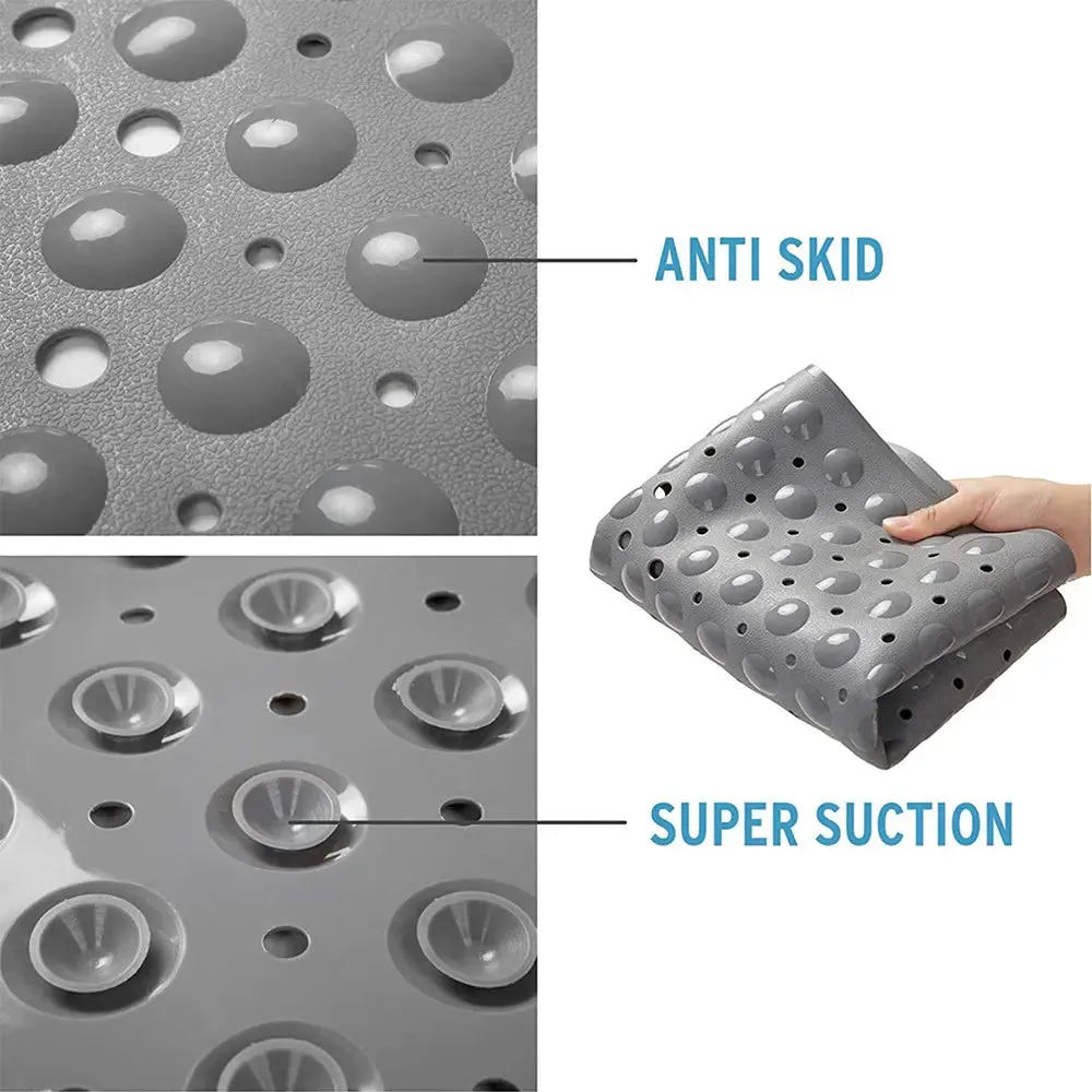 Anti Slip Bath Mat with suction cup Grey color (100 x 40 cm) Soft-Pebble