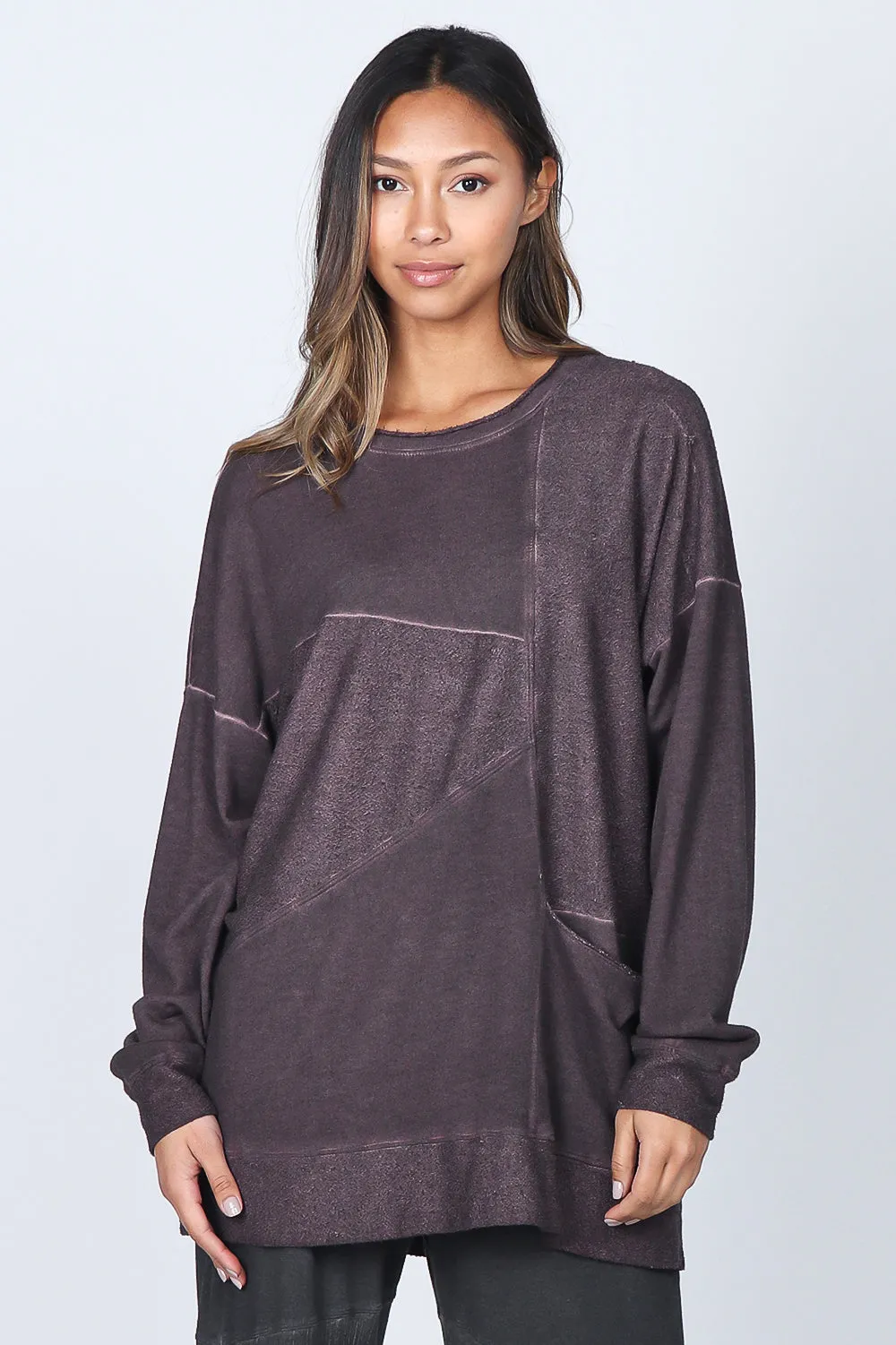 Asymmetrical Terry Paneled Tunic with Pocket