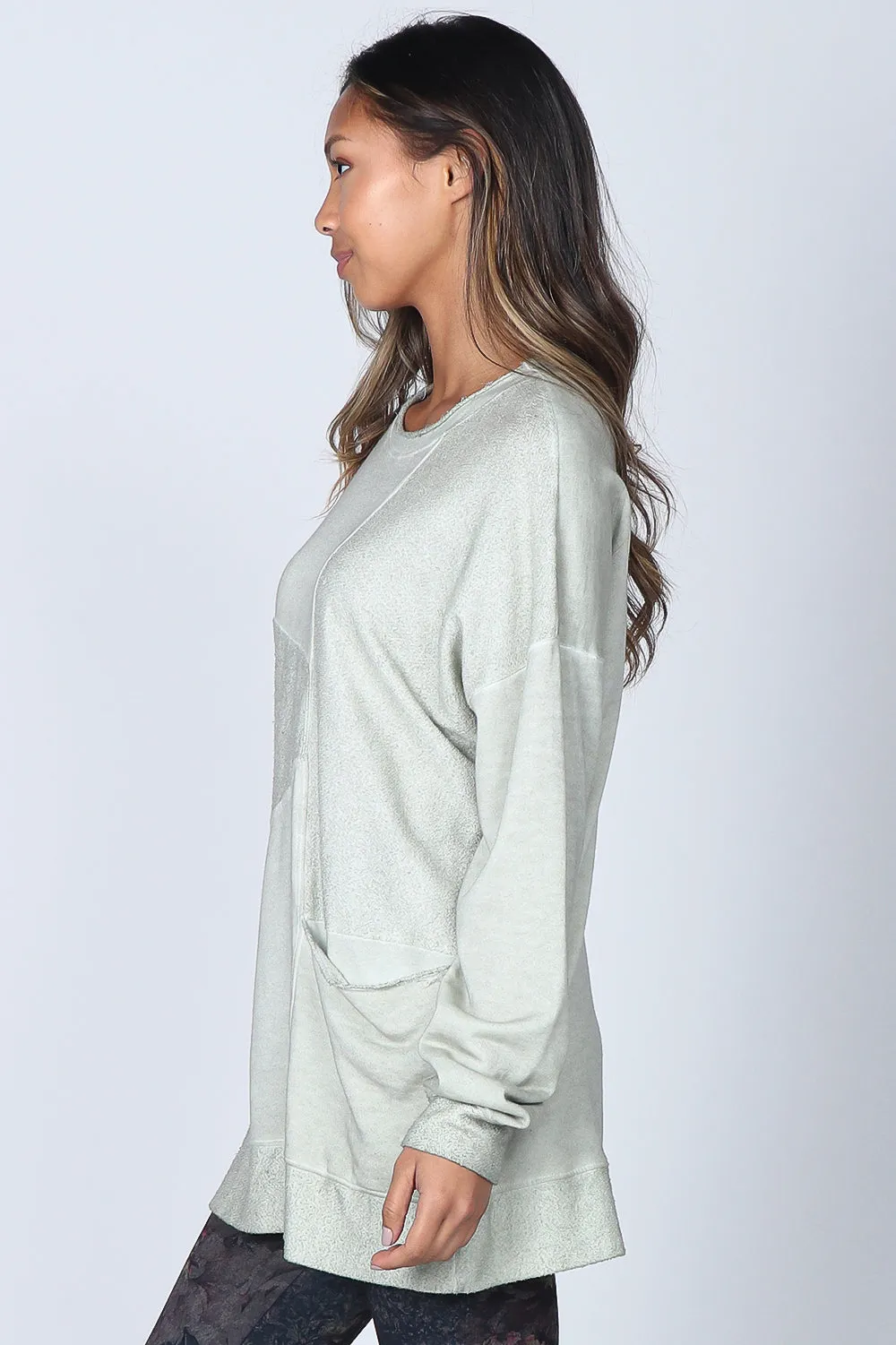 Asymmetrical Terry Paneled Tunic with Pocket