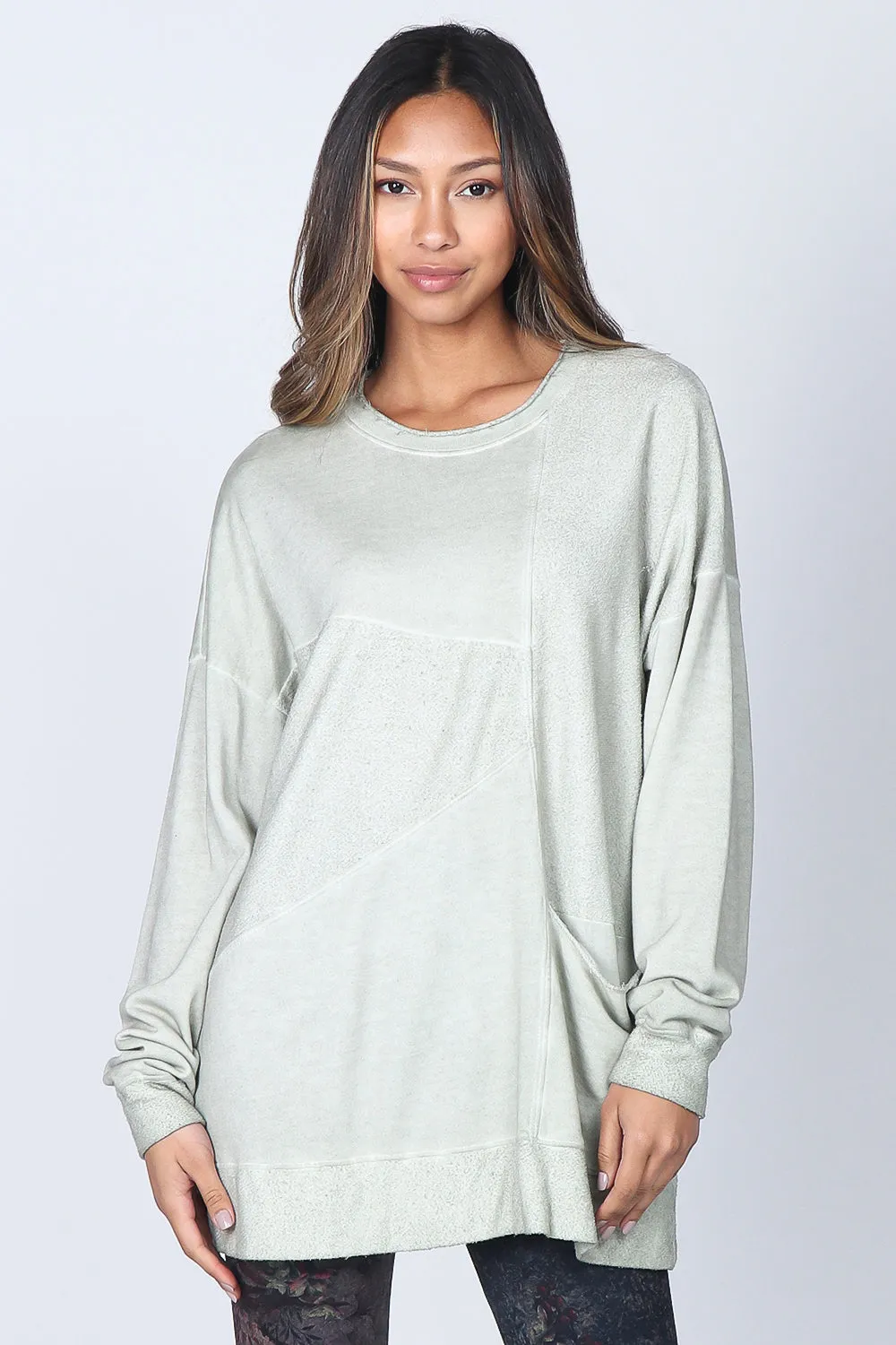 Asymmetrical Terry Paneled Tunic with Pocket