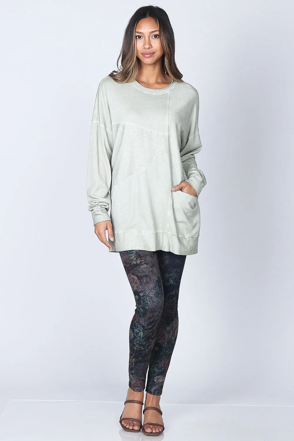 Asymmetrical Terry Paneled Tunic with Pocket