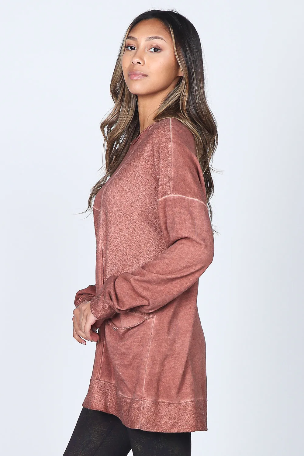 Asymmetrical Terry Paneled Tunic with Pocket