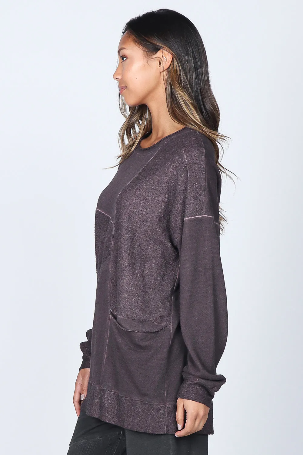Asymmetrical Terry Paneled Tunic with Pocket