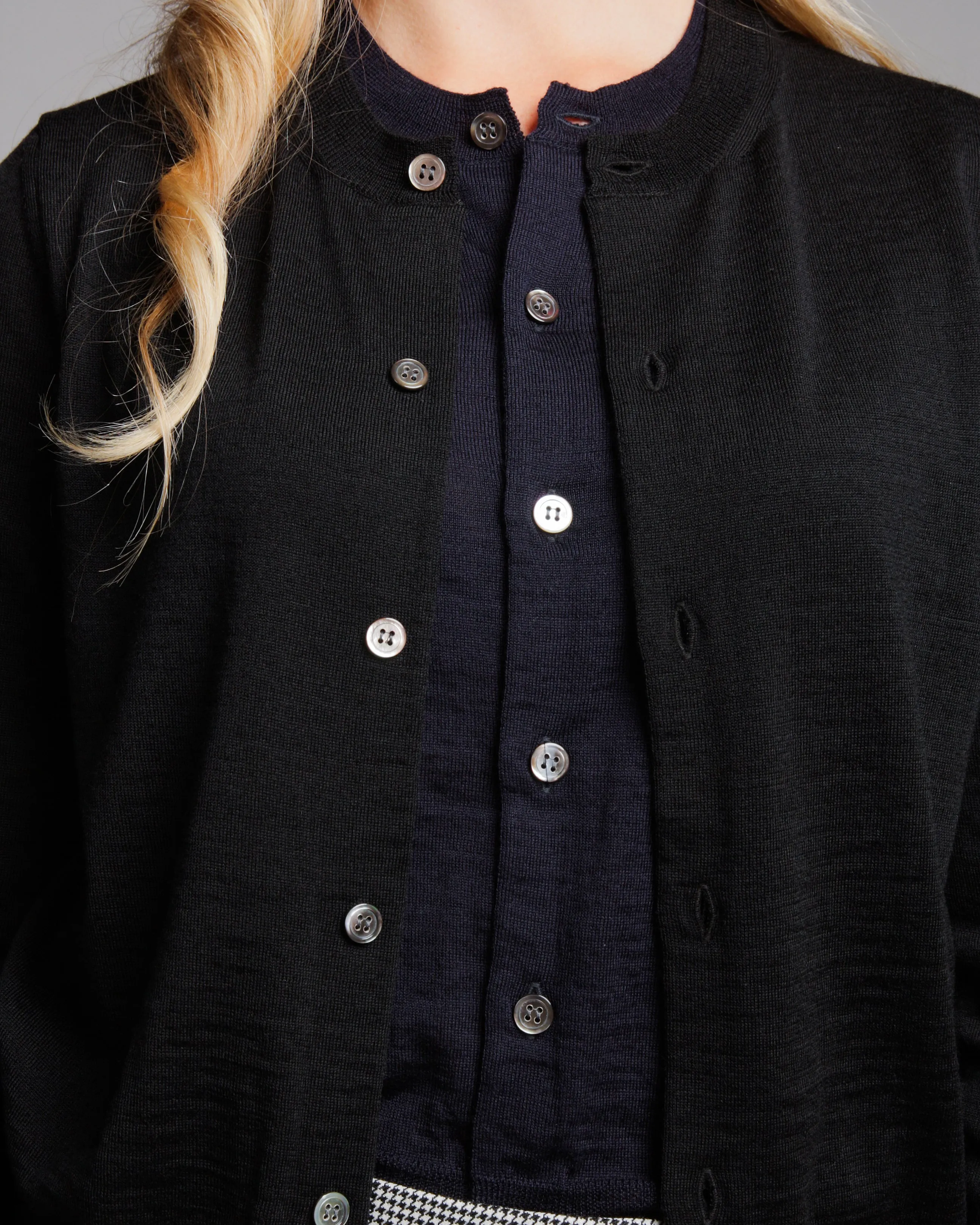 Black and Navy Wool Cardigan