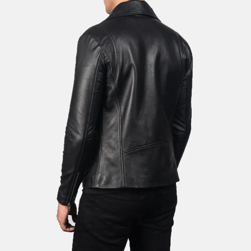 Black Leather Biker Jacket For mens