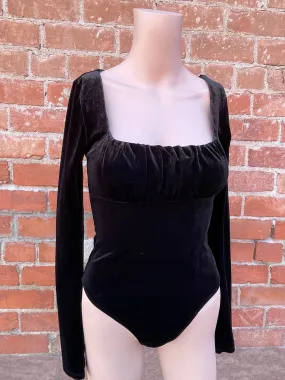 Black Velvet Long Sleeve Bodysuit