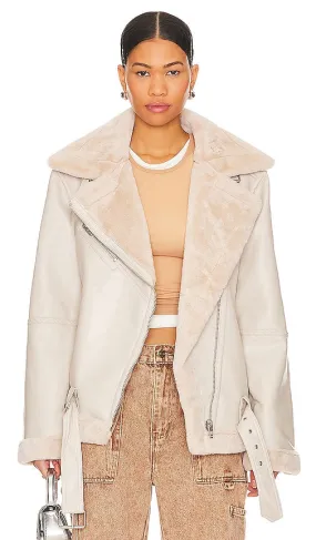 BLANKNYC Long Moto Jacket in White