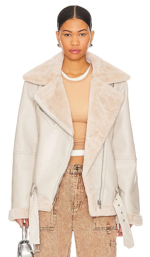 BLANKNYC Long Moto Jacket in White