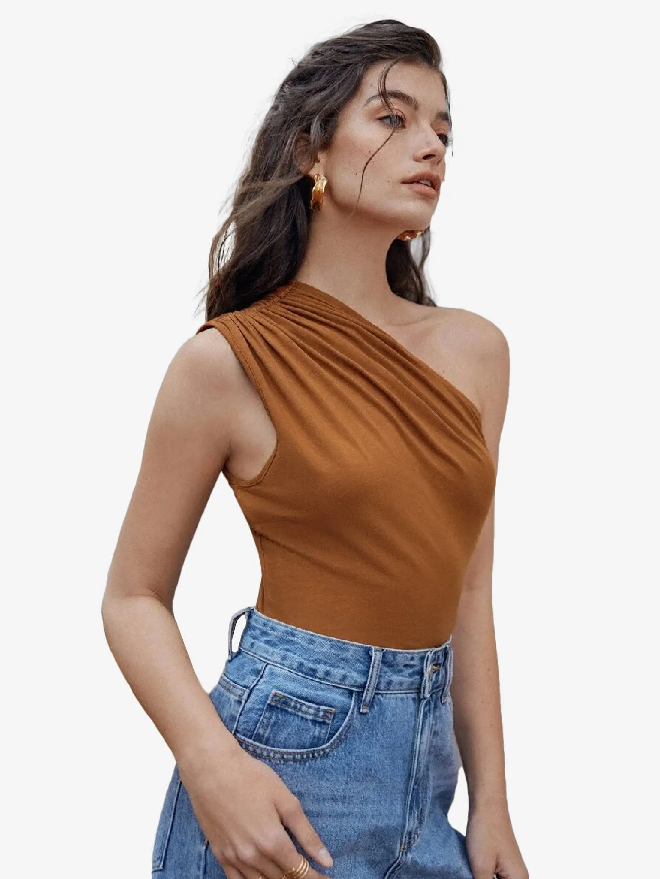 Captivate Ruched One Shoulder Solid Bodysuit