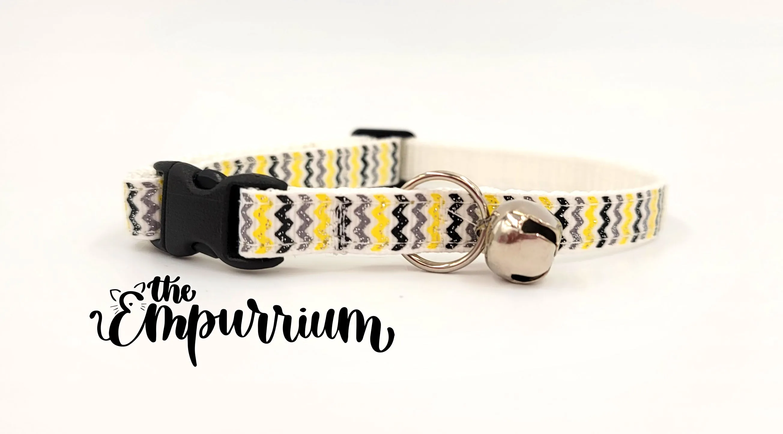 Cat Collar - Black and Yellow Chevron