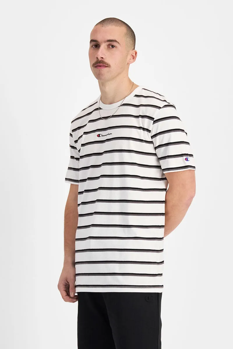 CHAMPION MEN'S STRIPE WHITE TEE