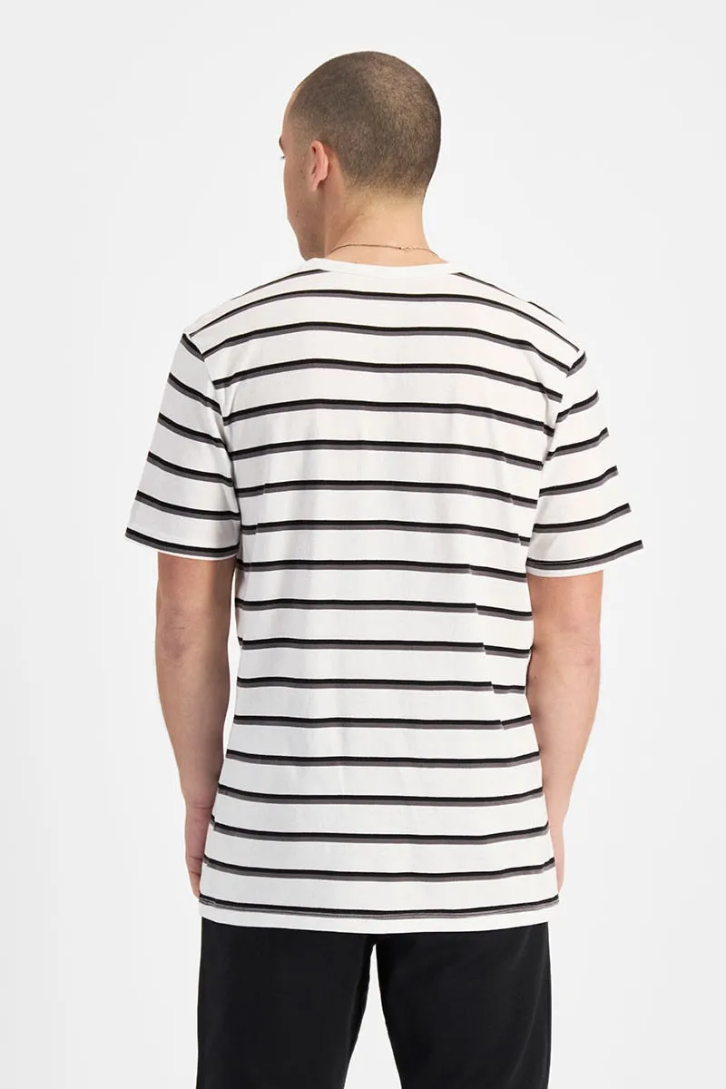 CHAMPION MEN'S STRIPE WHITE TEE