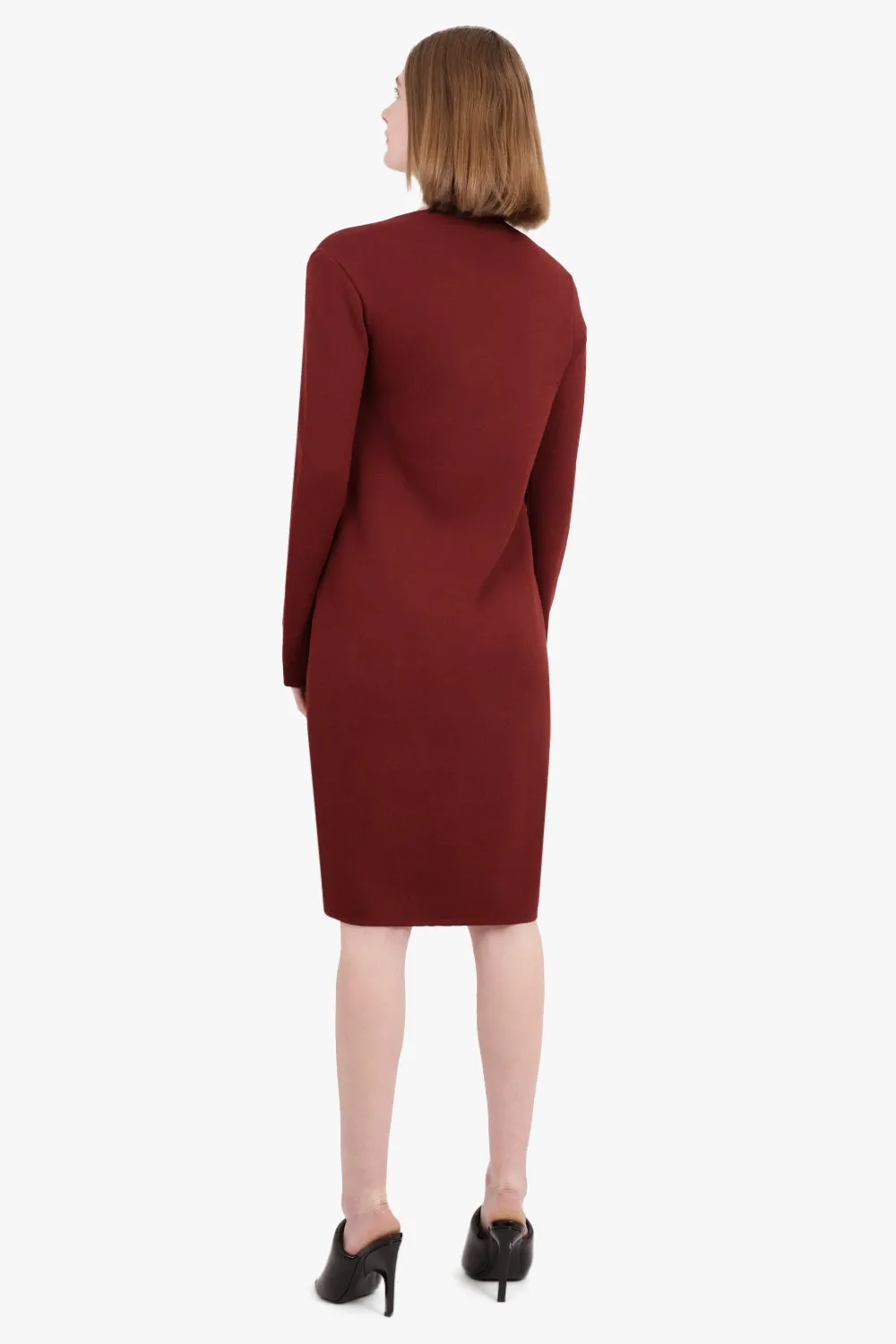 CUTOUT KNIT DRESS | RUST