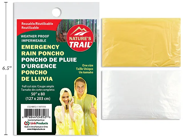 Emergency Hooded Pe Rain Poncho