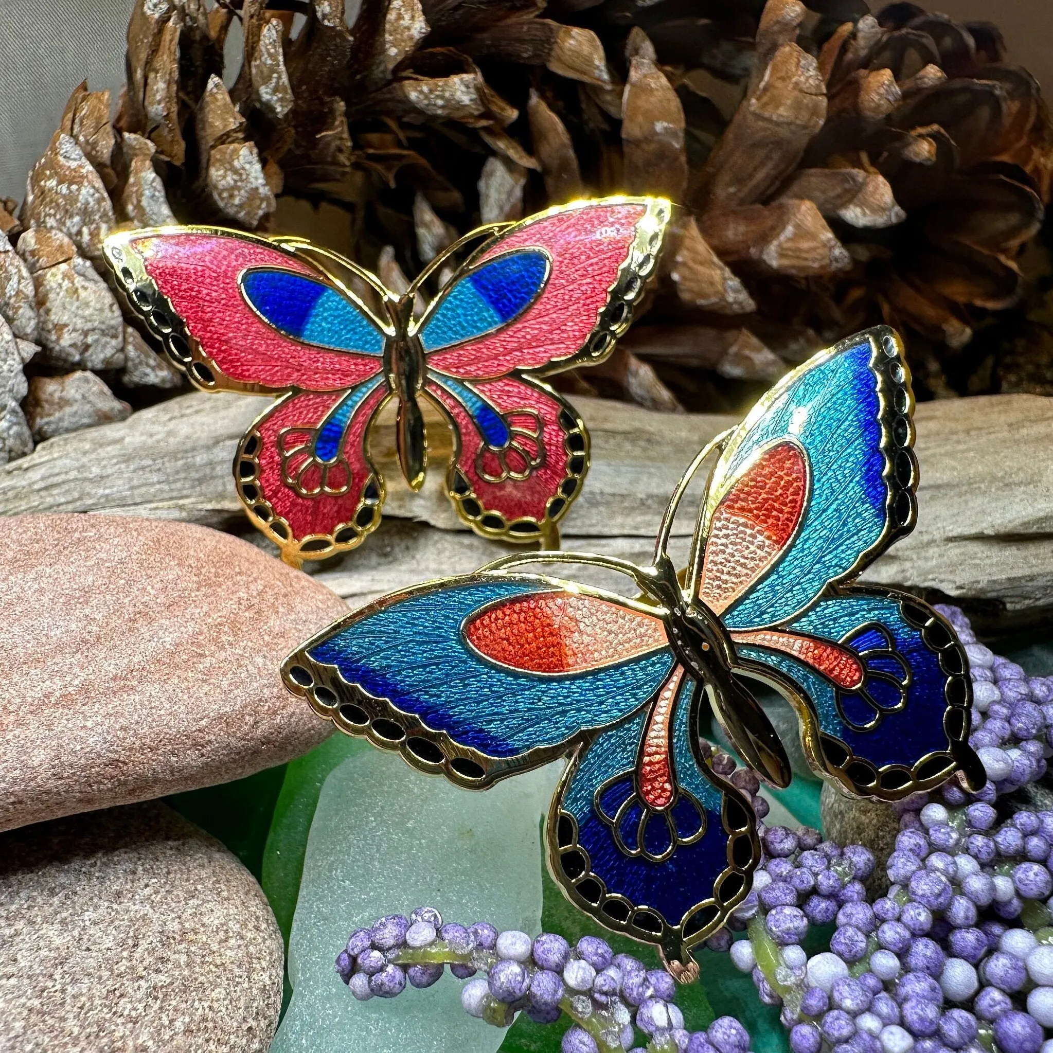 Enamel Butterfly Scarf Ring