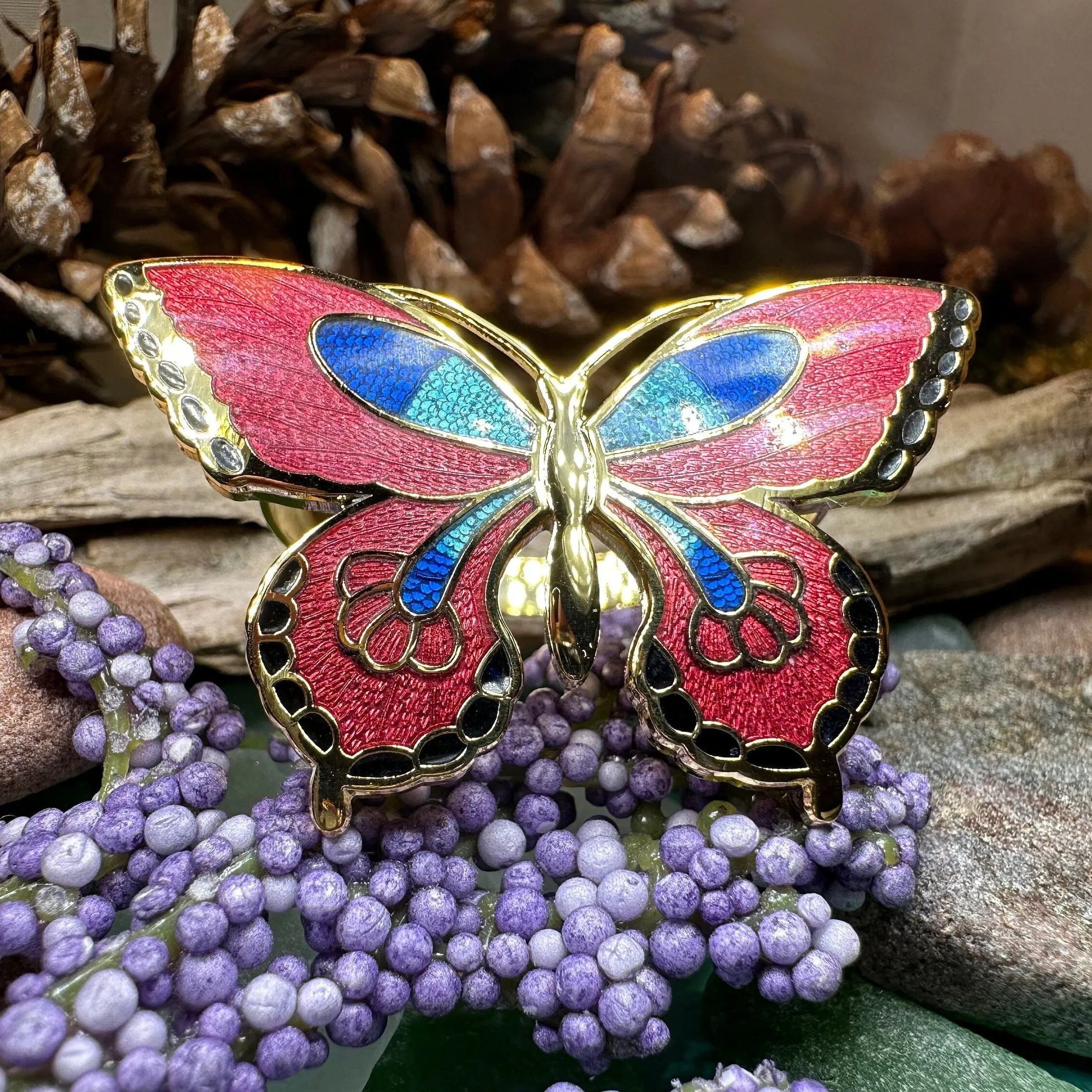 Enamel Butterfly Scarf Ring