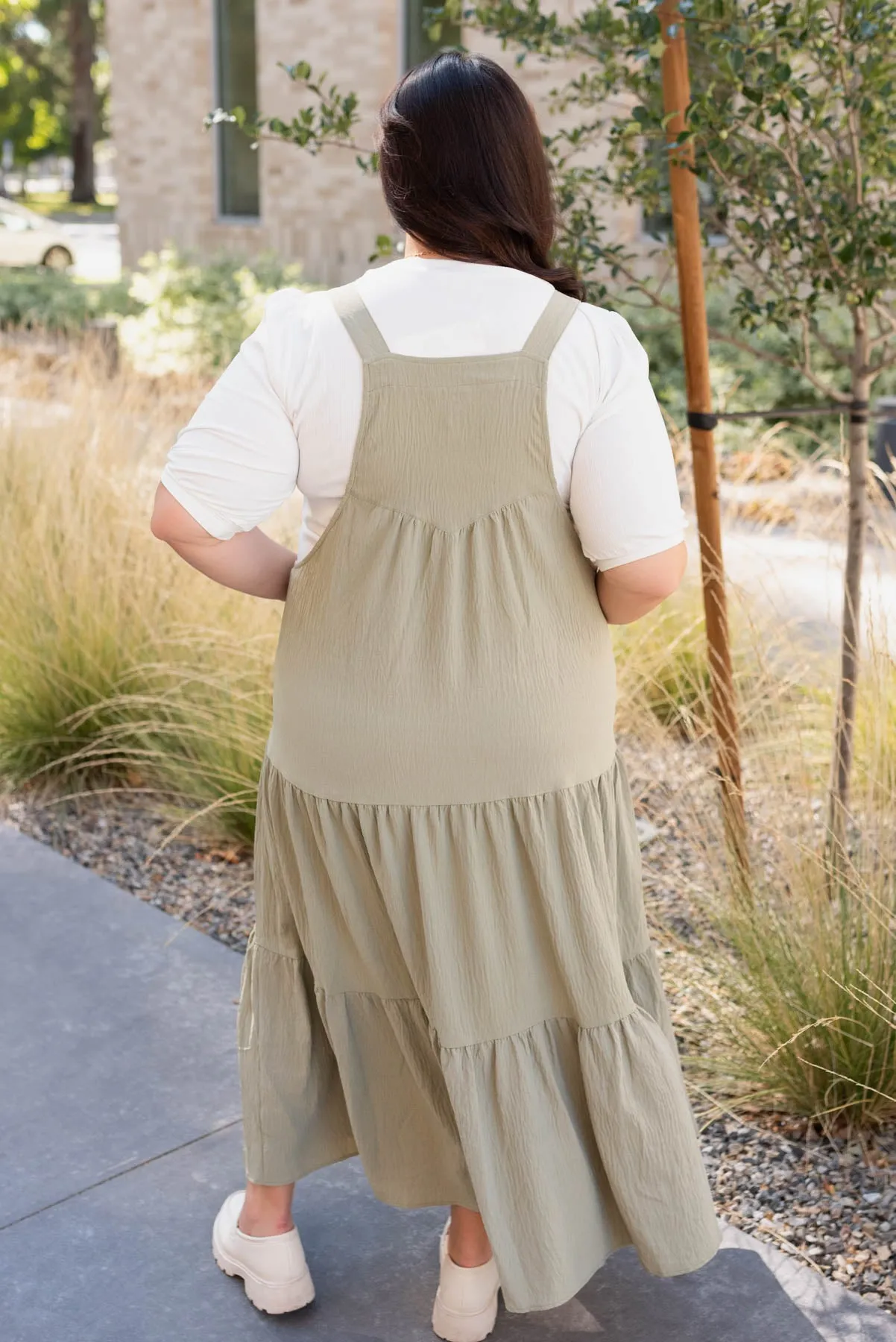 Everlee Sage Green Overall Dress