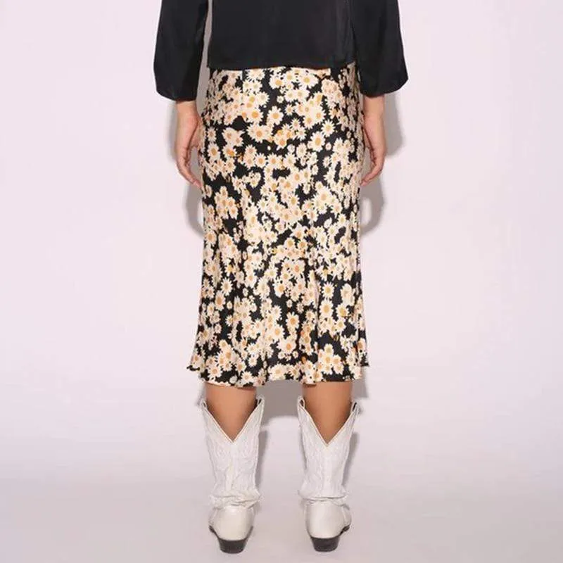 Floral Silk Pencil Skirt
