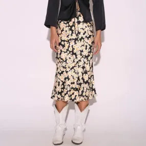 Floral Silk Pencil Skirt