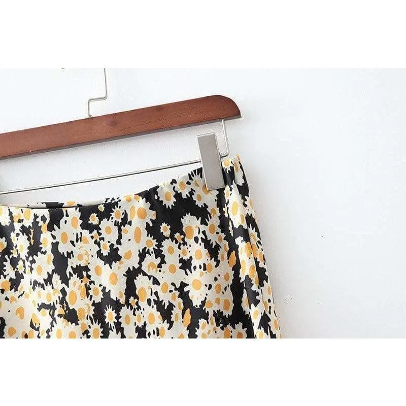 Floral Silk Pencil Skirt