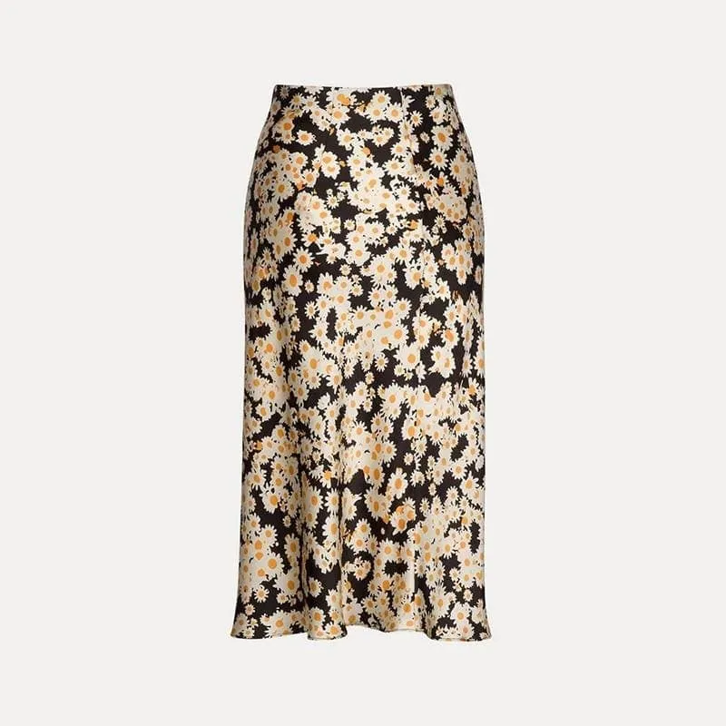 Floral Silk Pencil Skirt