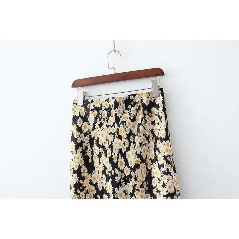 Floral Silk Pencil Skirt