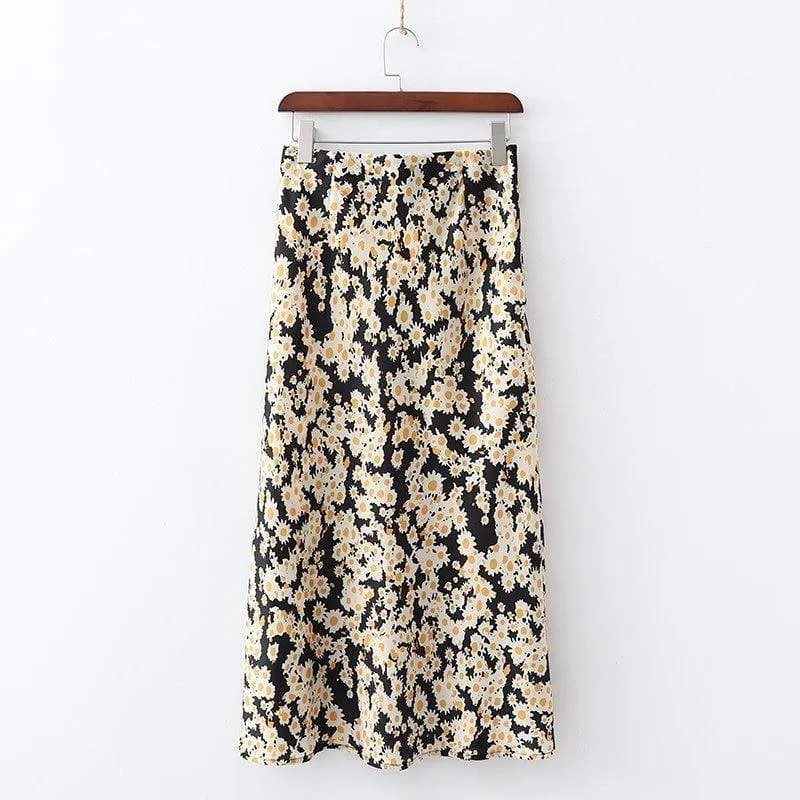 Floral Silk Pencil Skirt