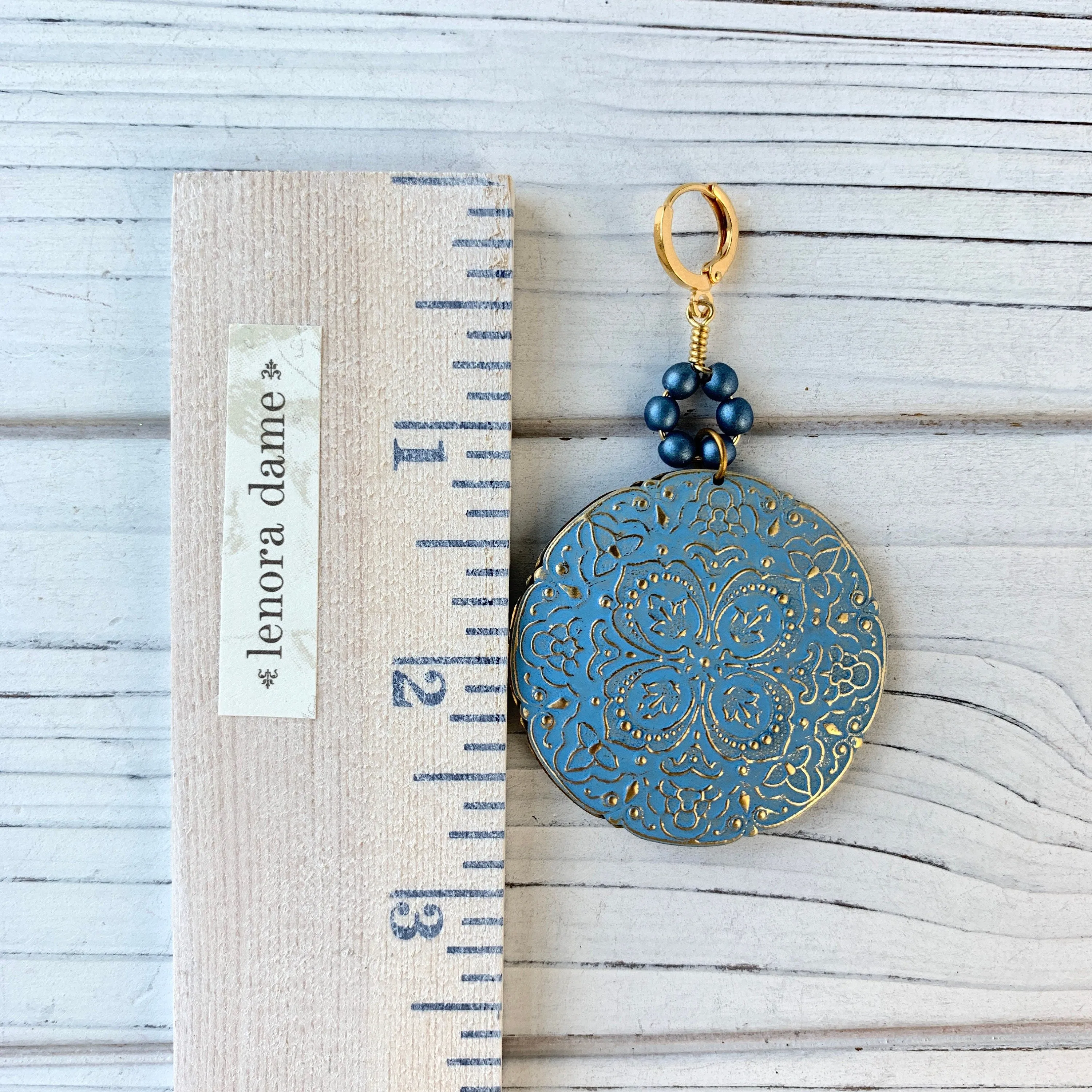 French Blue Medallion Earrings