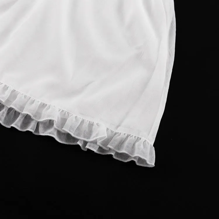 French Elegant Ruffled Stand Collar Long Sleeve Short Dress