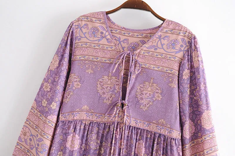 Gown Dress, Boho Maxi Dress, Loose Dress, Purple Anna Wild Rose