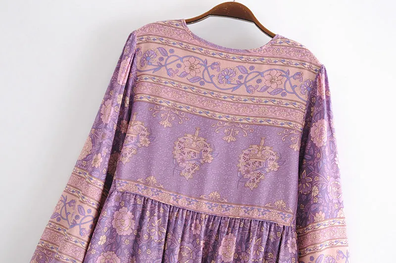 Gown Dress, Boho Maxi Dress, Loose Dress, Purple Anna Wild Rose