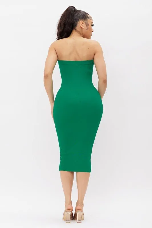 Green Tube Knit Midi Dress