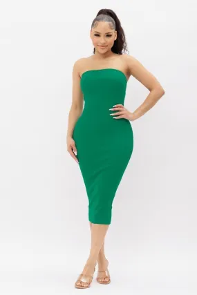 Green Tube Knit Midi Dress