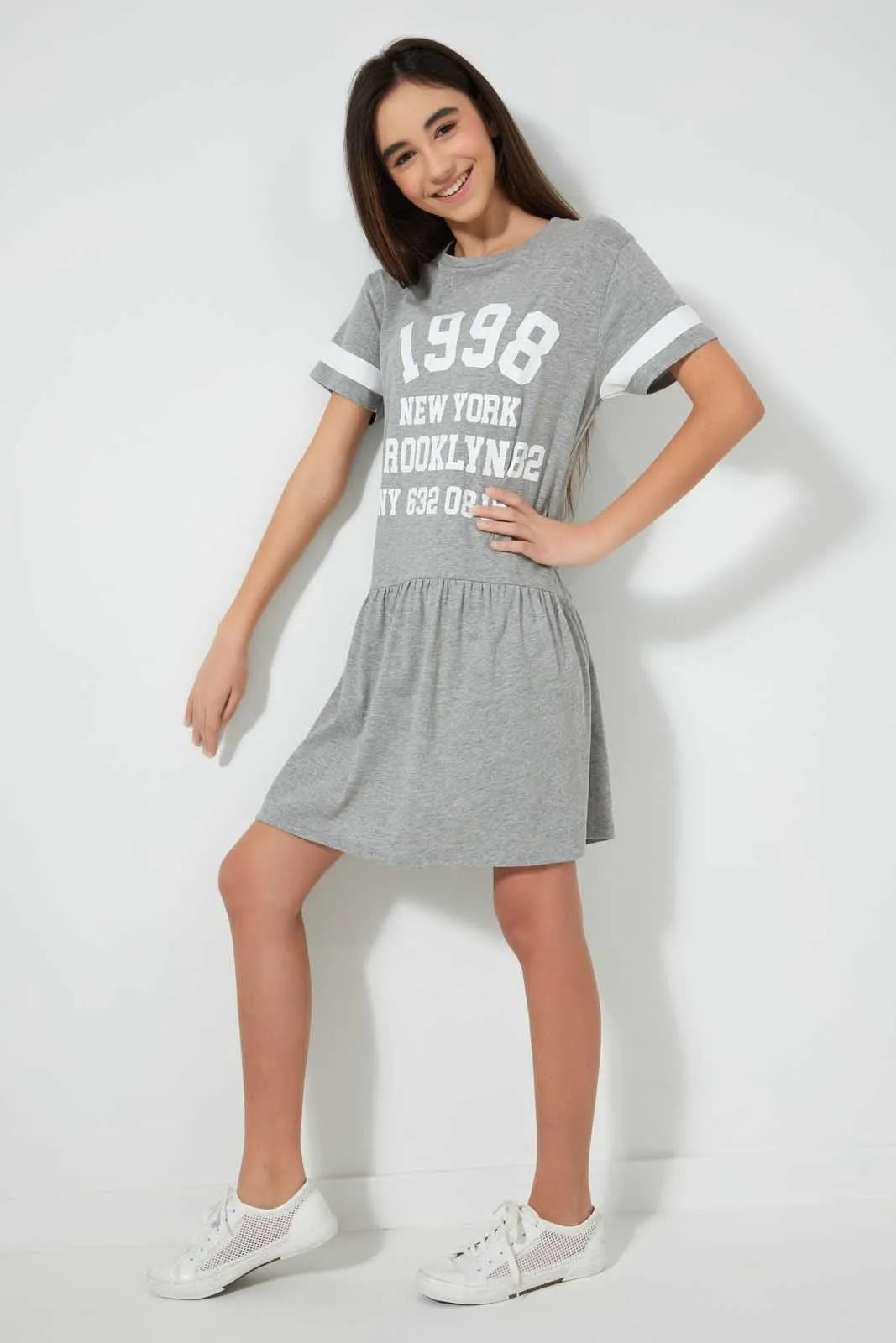 Grey Printed Sporty Dress