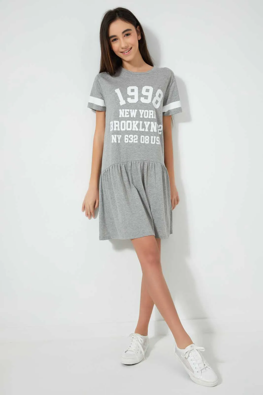 Grey Printed Sporty Dress