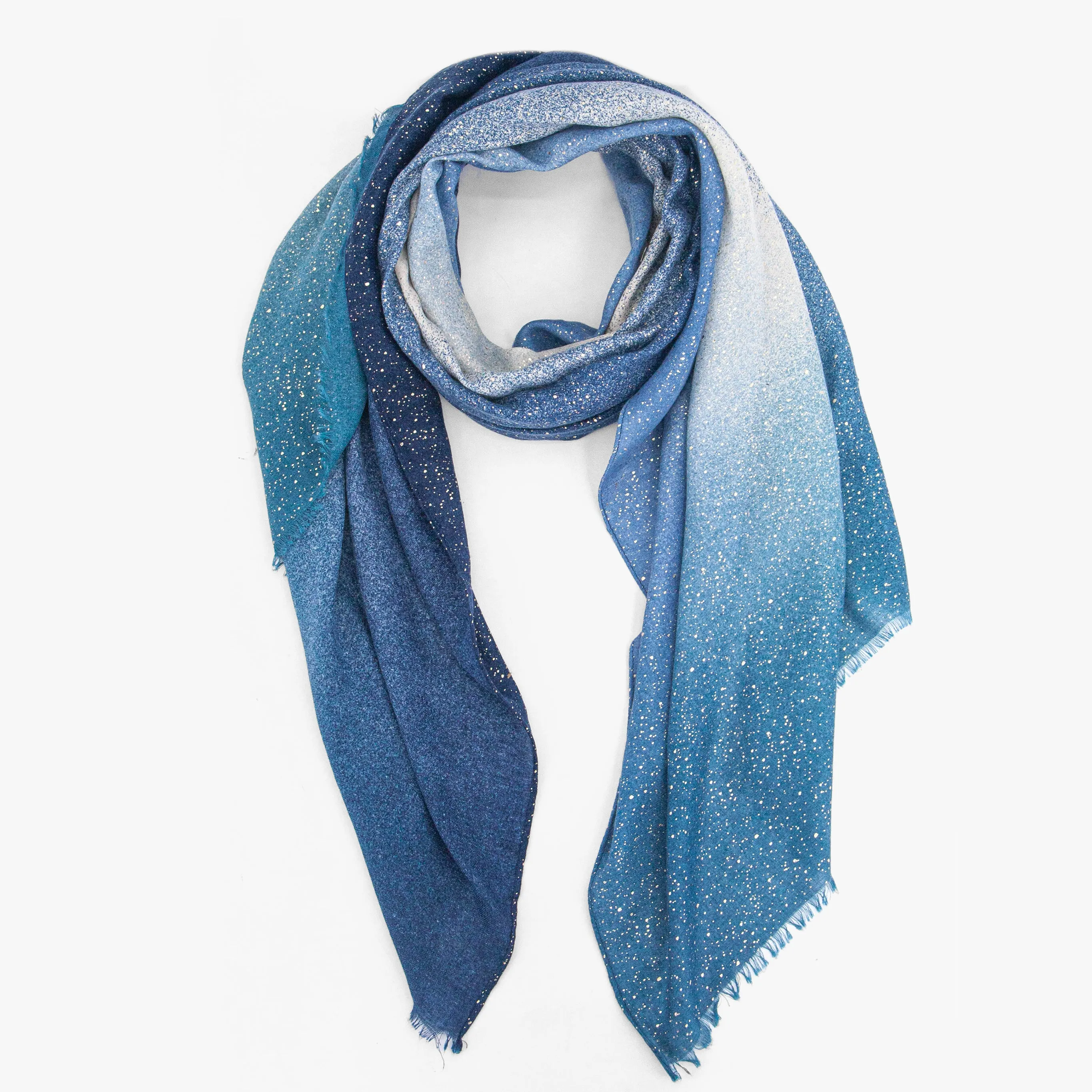 Hattie Lightweight Scarf - Blue, Ombre Foil