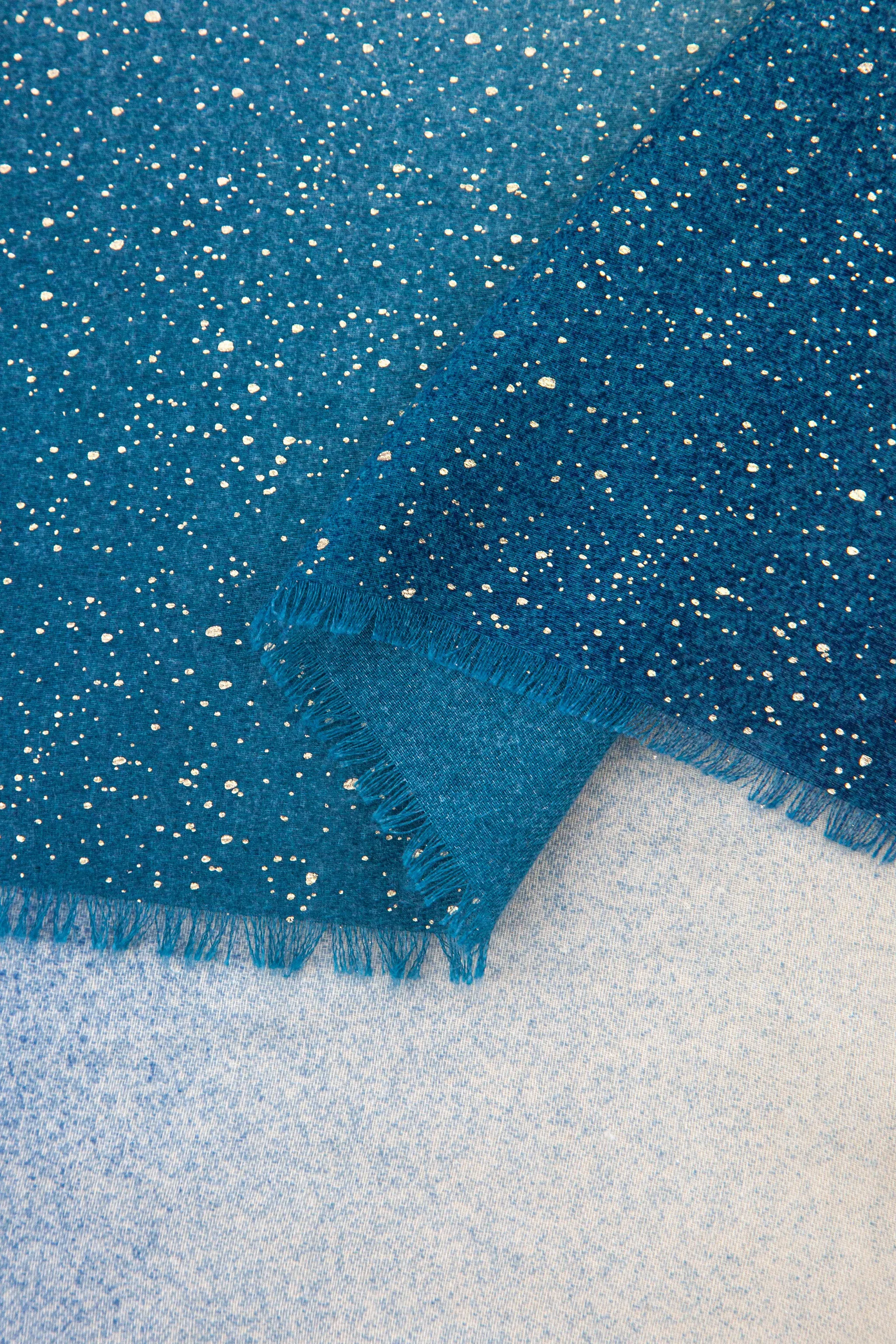 Hattie Lightweight Scarf - Blue, Ombre Foil