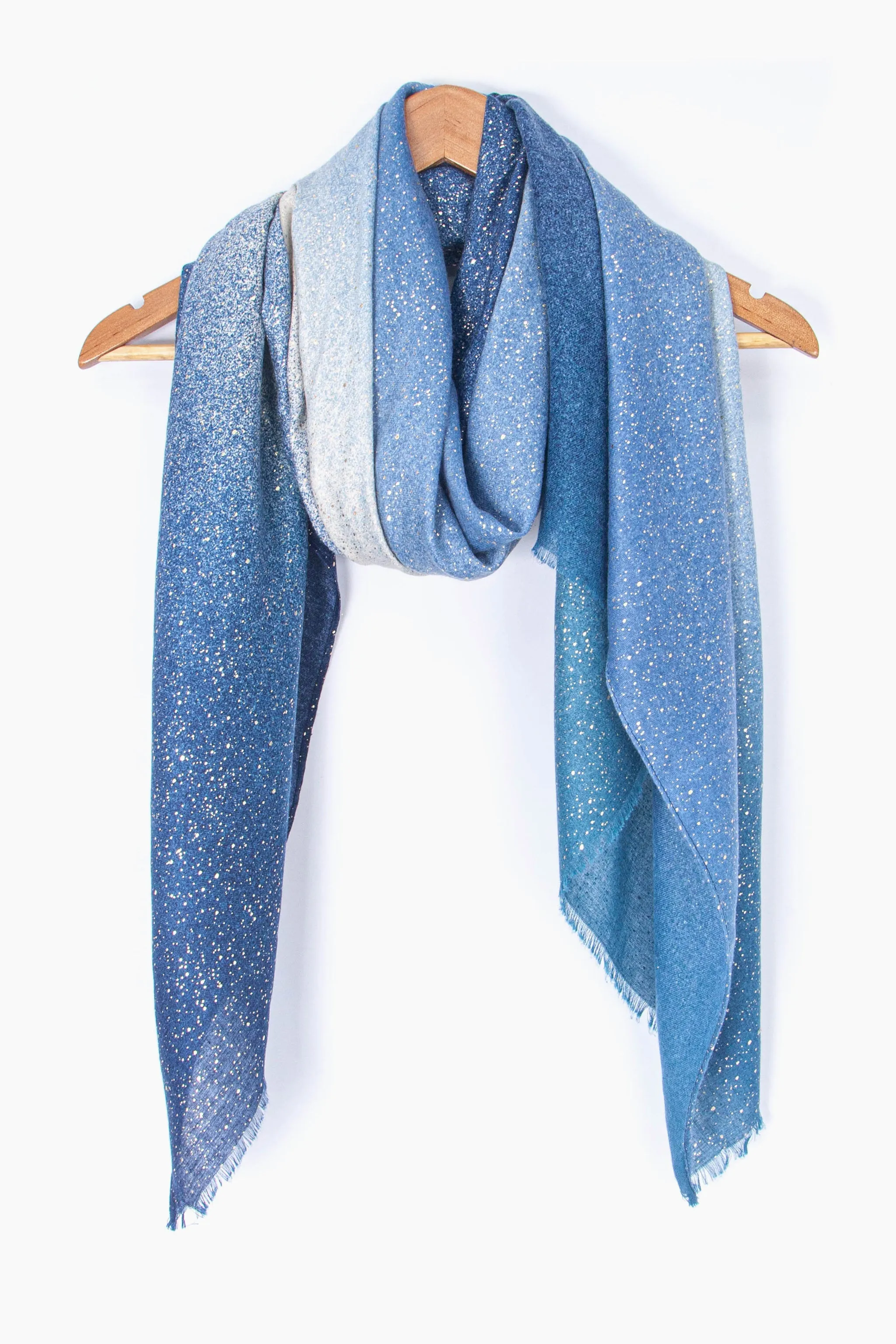 Hattie Lightweight Scarf - Blue, Ombre Foil