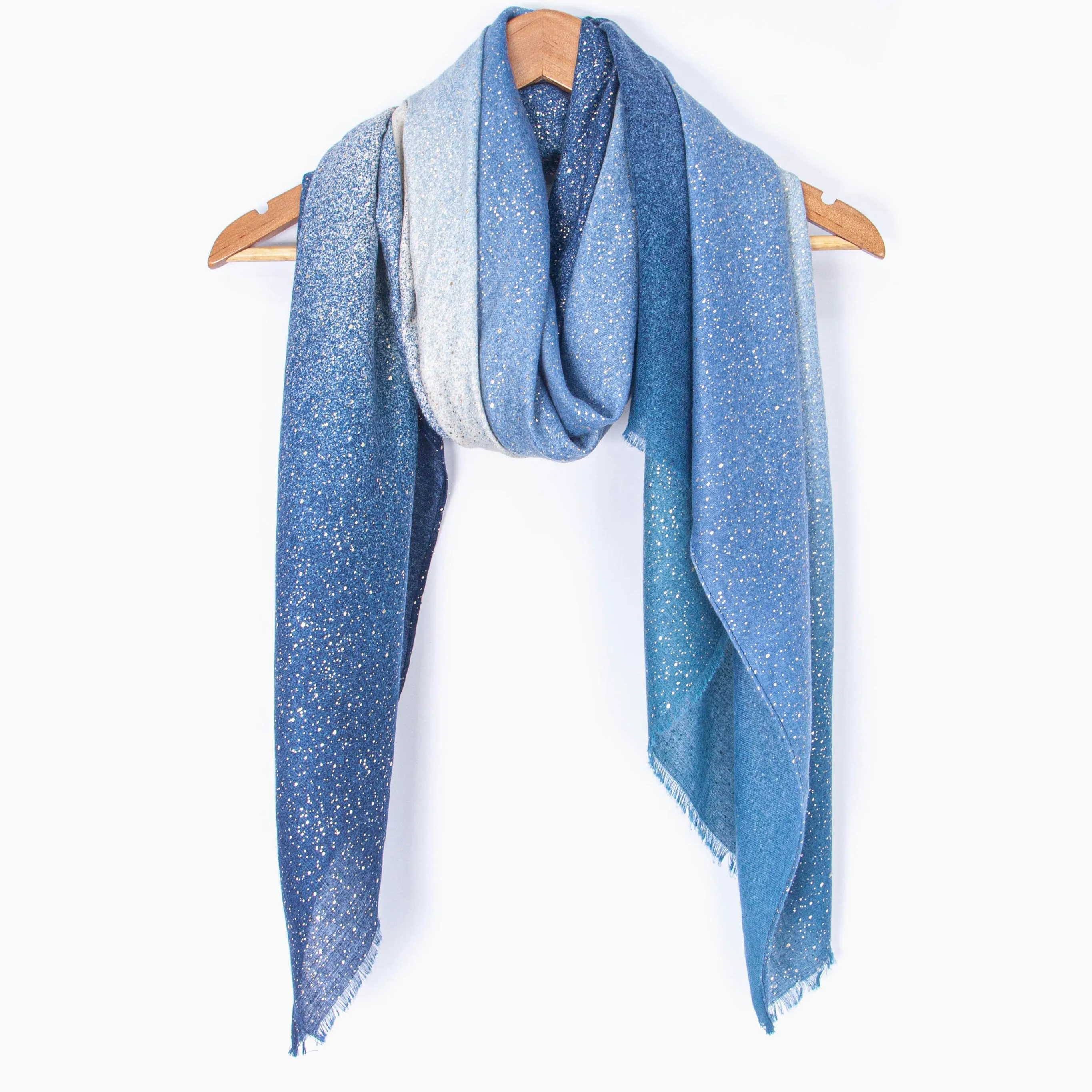 Hattie Lightweight Scarf - Blue, Ombre Foil