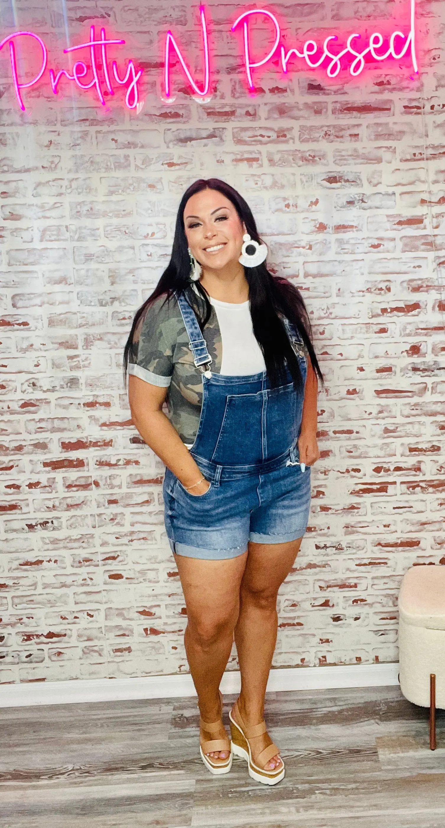 Jenni Raw Hem Overall Shorts