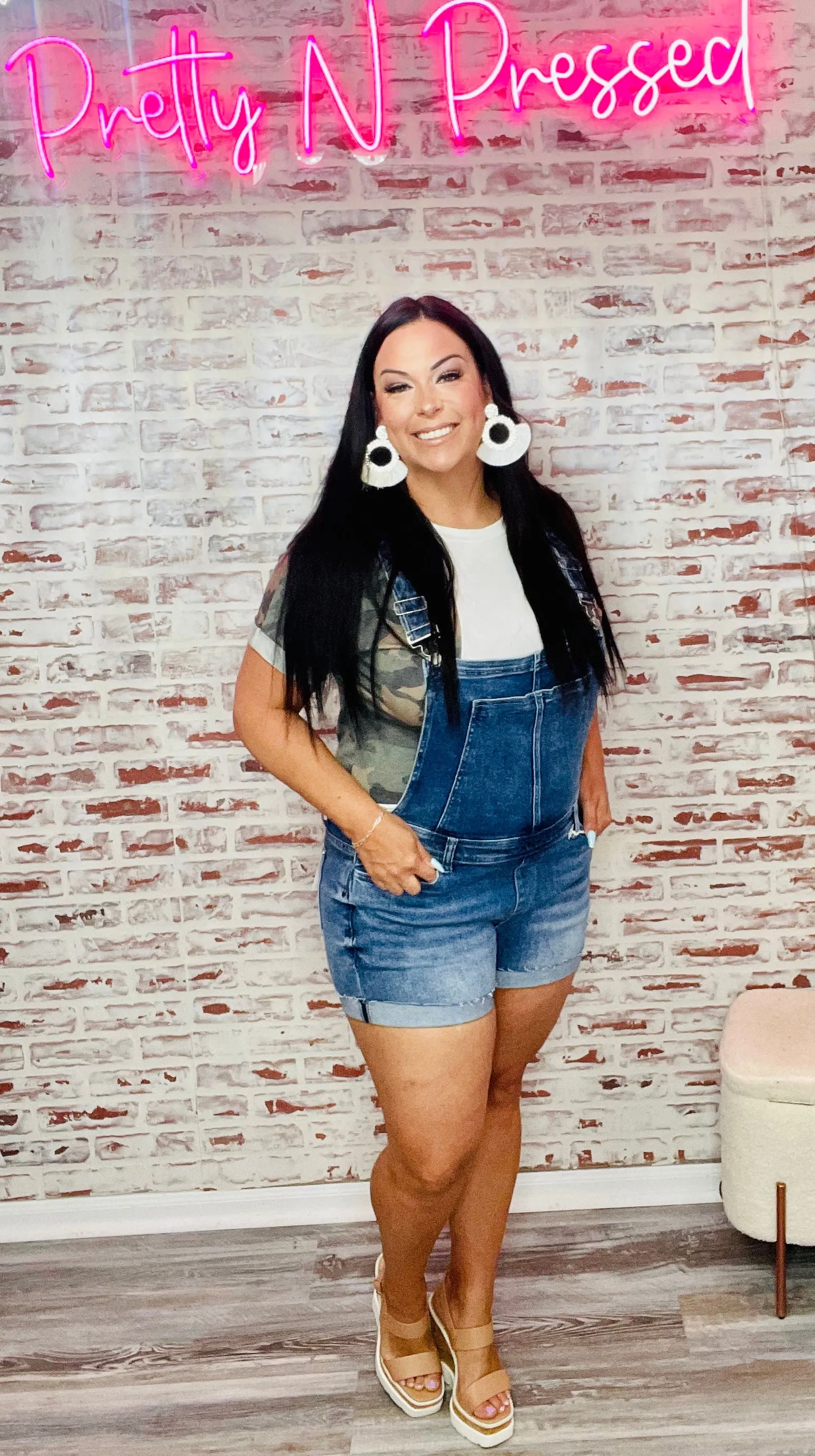 Jenni Raw Hem Overall Shorts