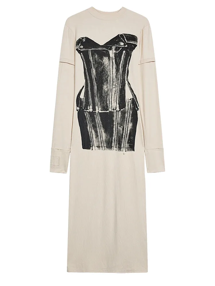 Knit Print Midi Dress